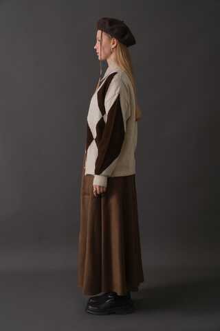 Argyle Pattern Cardigan Stone - 9