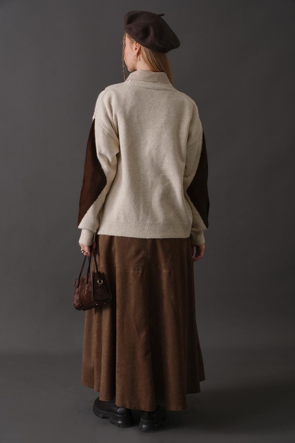 Argyle Pattern Cardigan Stone - 14