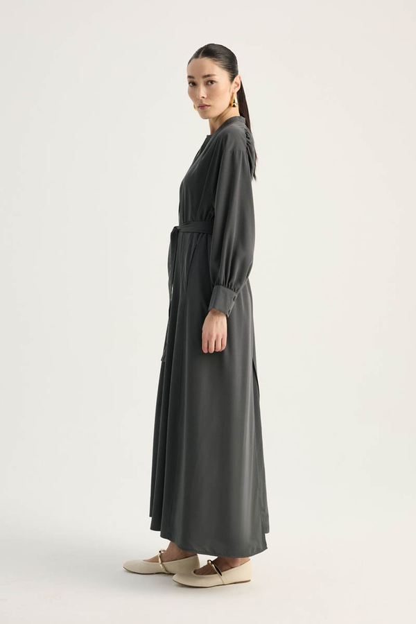 Arka Parçalı Abaya Takım Antrasit - 4