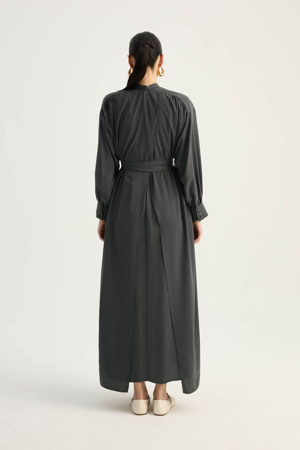 Arka Parçalı Abaya Takım Antrasit - 12