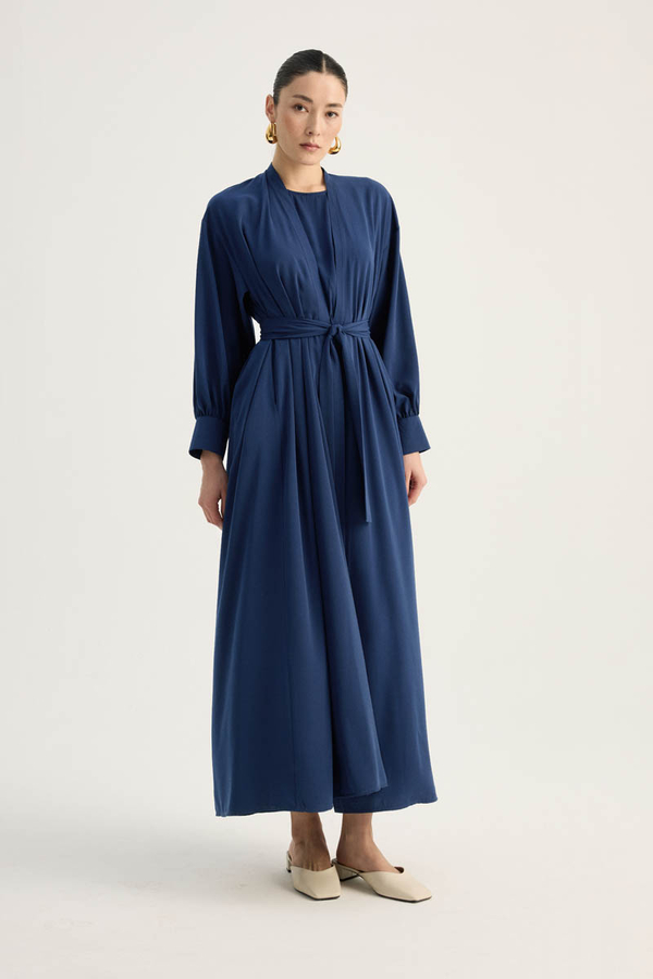 Arka Parçalı Abaya Takım Lacivert - 1