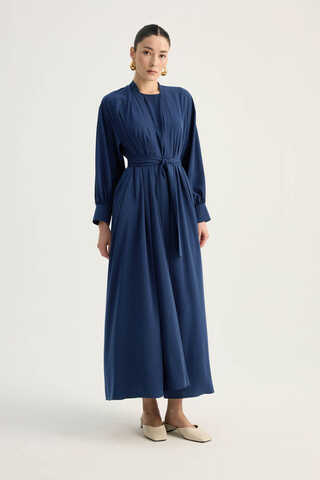 Arka Parçalı Abaya Takım Lacivert - 1