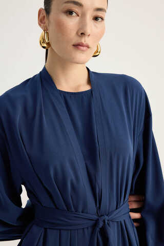 Arka Parçalı Abaya Takım Lacivert - 7