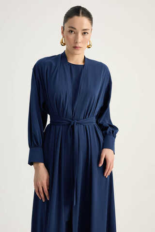 Arka Parçalı Abaya Takım Lacivert - 8