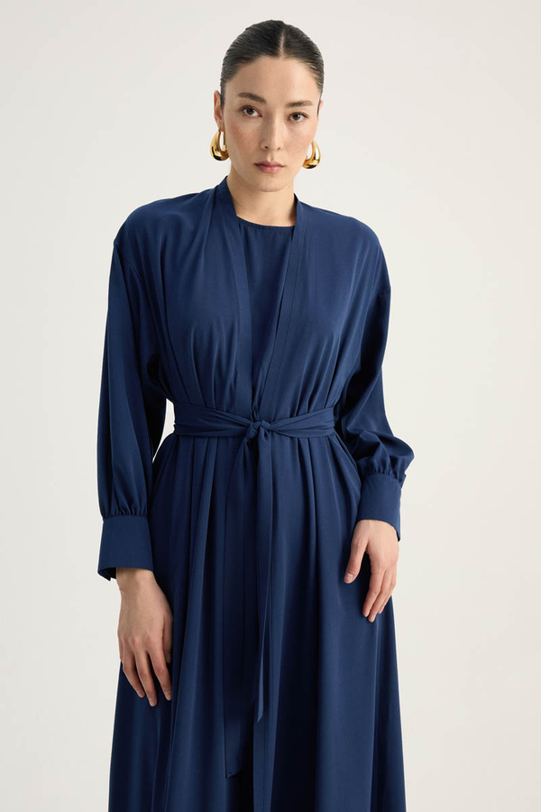 Arka Parçalı Abaya Takım Lacivert - 8