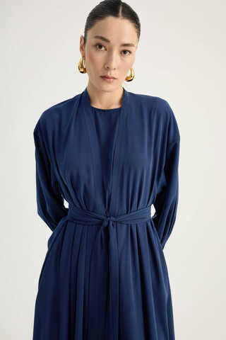 Arka Parçalı Abaya Takım Lacivert - 9