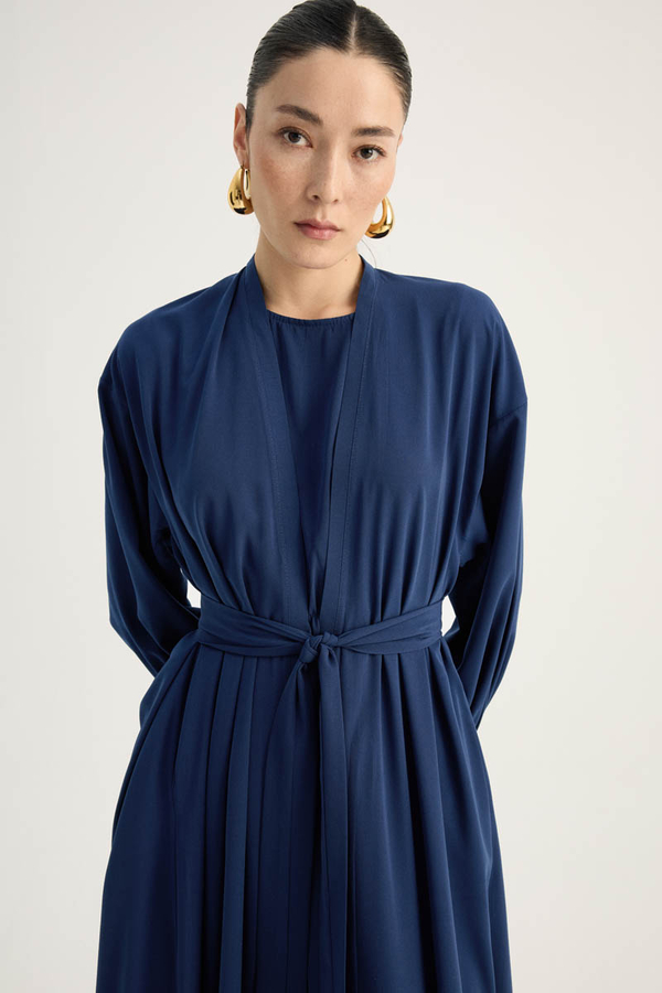 Arka Parçalı Abaya Takım Lacivert - 9