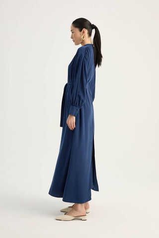 Arka Parçalı Abaya Takım Lacivert - 3