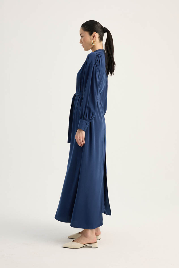 Arka Parçalı Abaya Takım Lacivert - 3