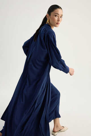 Arka Parçalı Abaya Takım Lacivert - 10