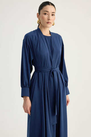 Arka Parçalı Abaya Takım Lacivert - 4