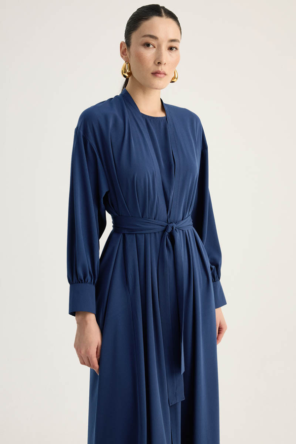 Arka Parçalı Abaya Takım Lacivert - 4