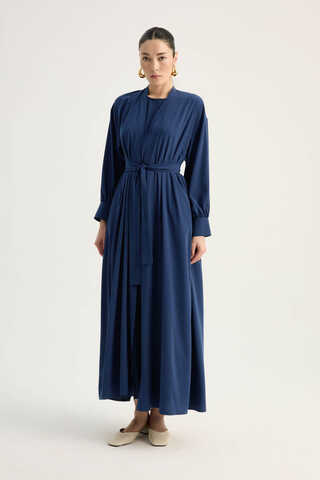 Arka Parçalı Abaya Takım Lacivert - 5