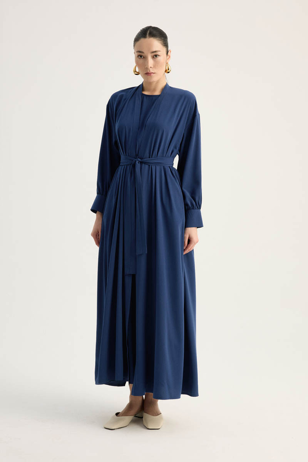 Arka Parçalı Abaya Takım Lacivert - 5