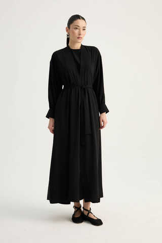 Arka Parçalı Abaya Takım Siyah - 2