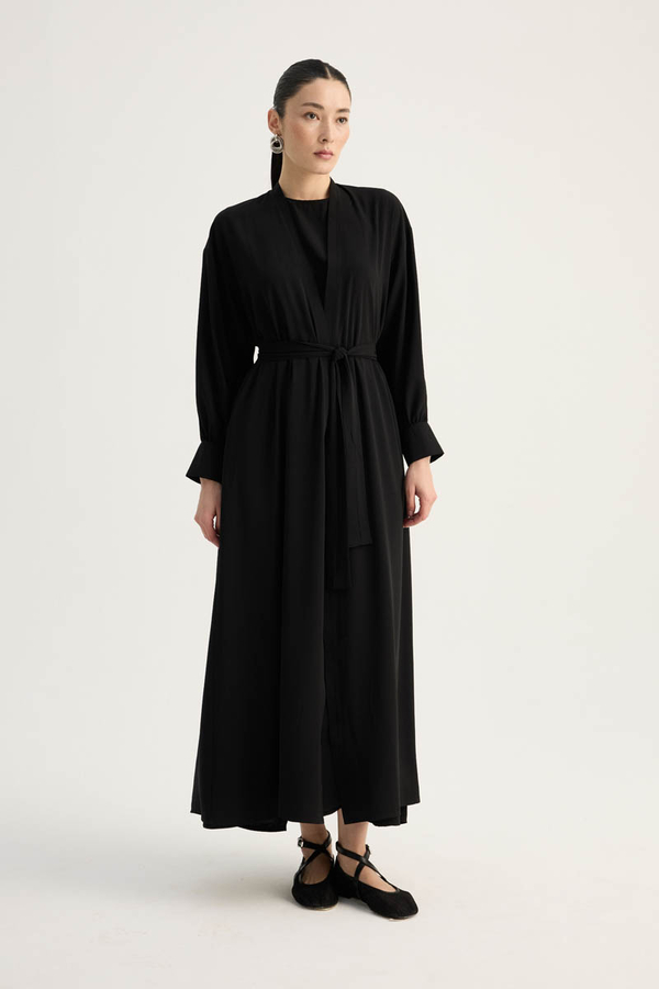 Arka Parçalı Abaya Takım Siyah - 2