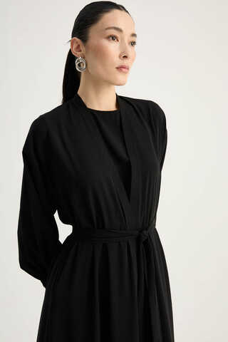 Arka Parçalı Abaya Takım Siyah - 5