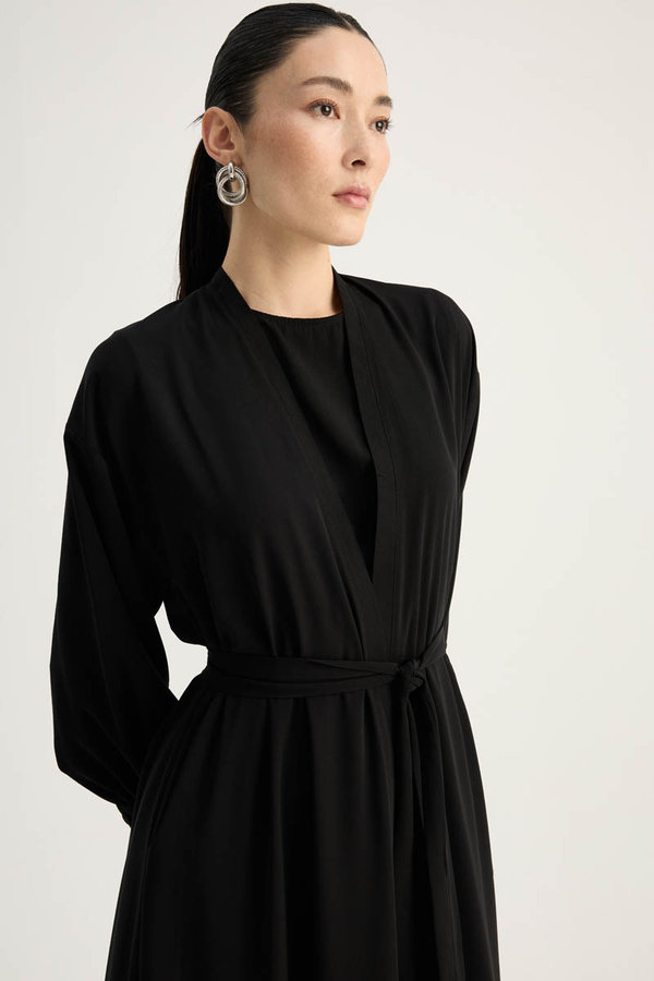 Arka Parçalı Abaya Takım Siyah - 5