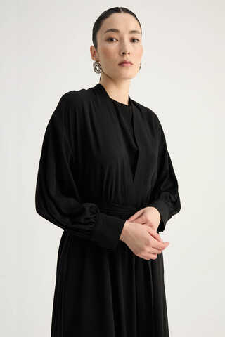 Arka Parçalı Abaya Takım Siyah - 7