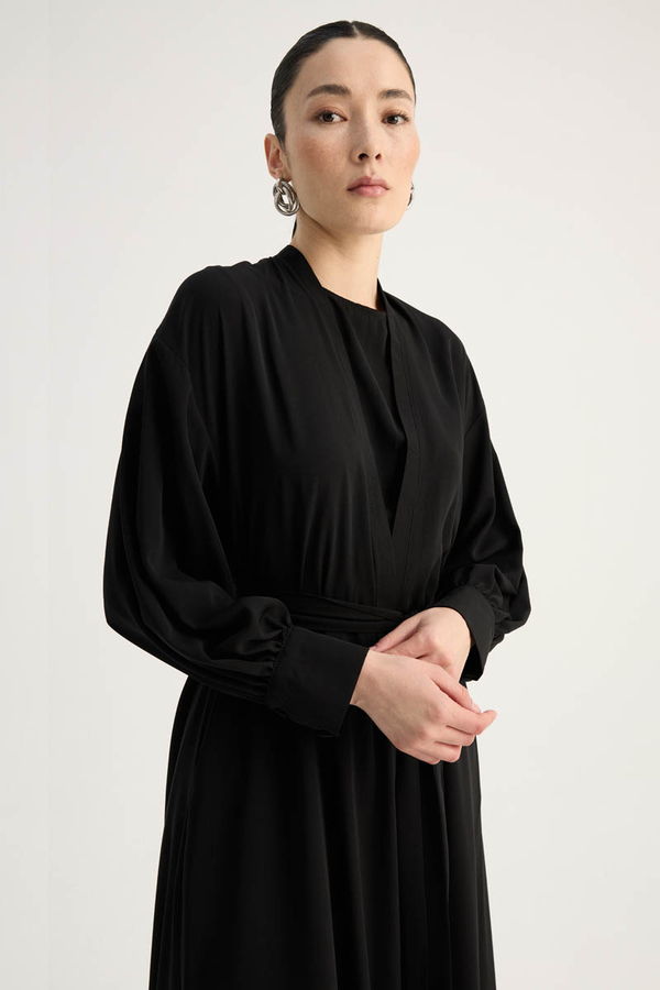 Arka Parçalı Abaya Takım Siyah - 7