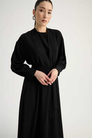 Arka Parçalı Abaya Takım Siyah - 8