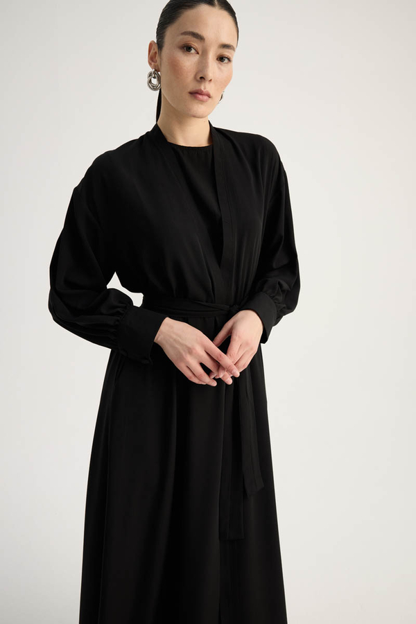 Arka Parçalı Abaya Takım Siyah - 8