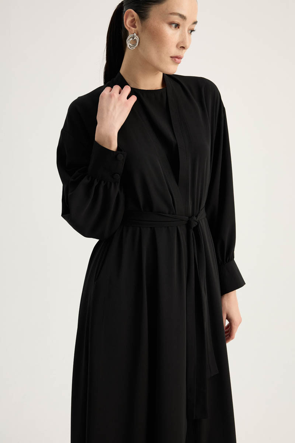 Arka Parçalı Abaya Takım Siyah - 10