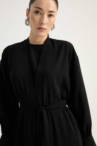 Arka Parçalı Abaya Takım Siyah - 12