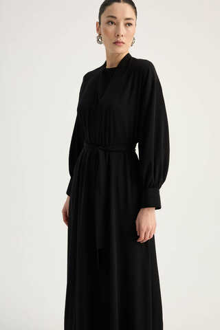 Arka Parçalı Abaya Takım Siyah - 13