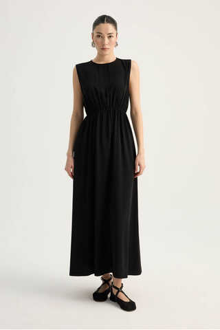 Arka Parçalı Abaya Takım Siyah - 9