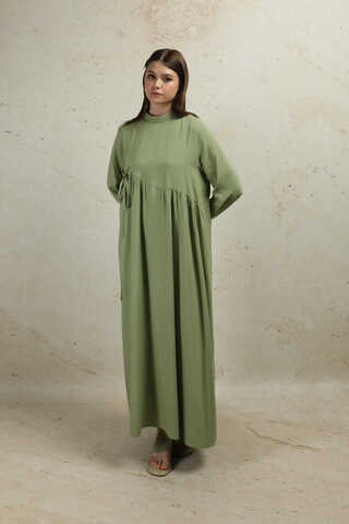 Asimetrik Büzgülü Elbise Mint - 2