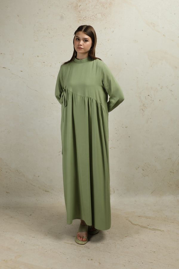 Asimetrik Büzgülü Elbise Mint - 2