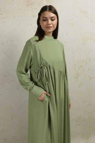 Asimetrik Büzgülü Elbise Mint - 1
