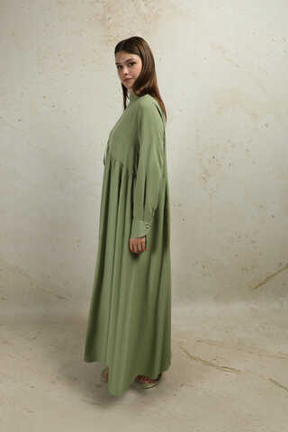 Asimetrik Büzgülü Elbise Mint - 5