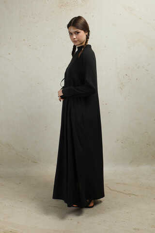 Asimetrik Büzgülü Elbise Siyah - 6