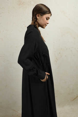 Asimetrik Büzgülü Elbise Siyah - 5