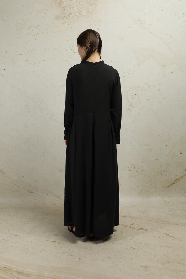 Asimetrik Büzgülü Elbise Siyah - 8