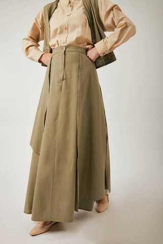 Asimetrik Etekli Yelek Takım Haki - 13