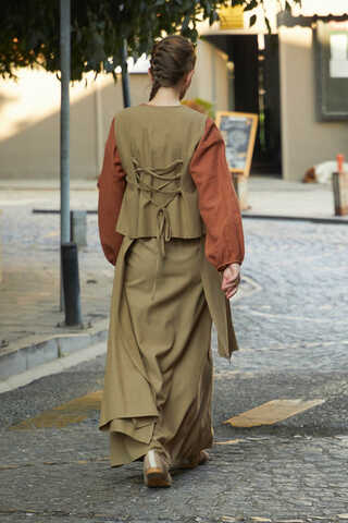 Asimetrik Etekli Yelek Takım Haki - 9