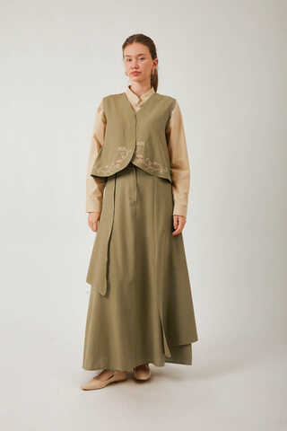 Asimetrik Etekli Yelek Takım Haki - 10