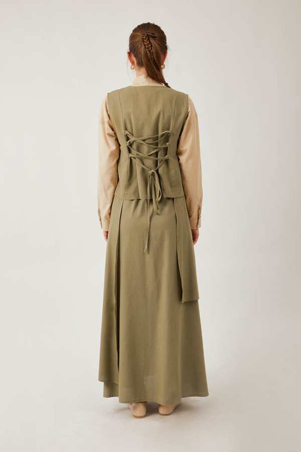 Asimetrik Etekli Yelek Takım Haki - 14