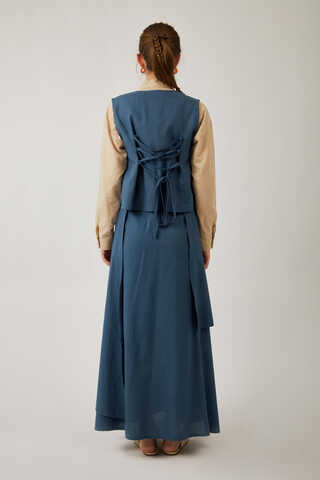 Asimetrik Etekli Yelek Takım İndigo - 8