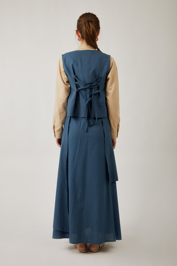 Asimetrik Etekli Yelek Takım İndigo - 8