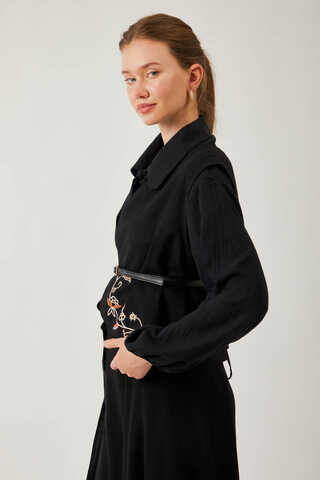 Asimetrik Etekli Yelek Takım Siyah - 5