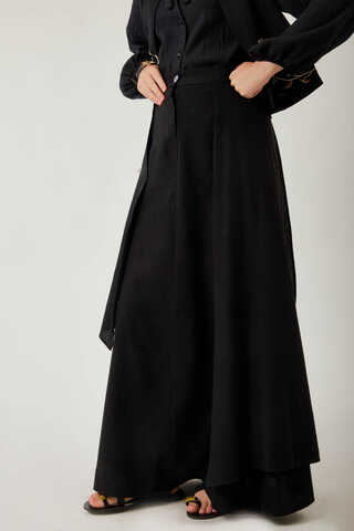 Asimetrik Etekli Yelek Takım Siyah - 3