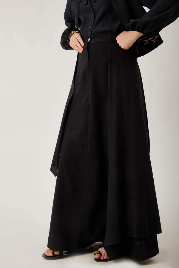 Asimetrik Etekli Yelek Takım Siyah - 3