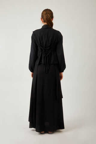 Asimetrik Etekli Yelek Takım Siyah - 7