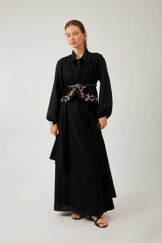 Asimetrik Etekli Yelek Takım Siyah - 4