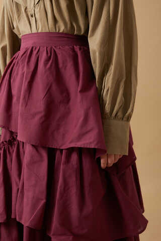 Asimetrik Fırfırlı Etek Bordo - 4