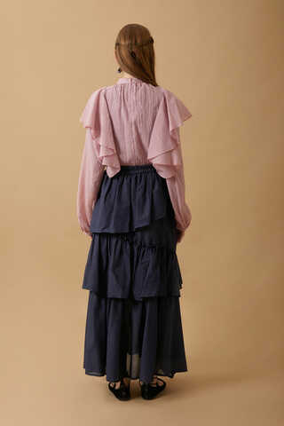 Asimetrik Fırfırlı Etek Lacivert - 9